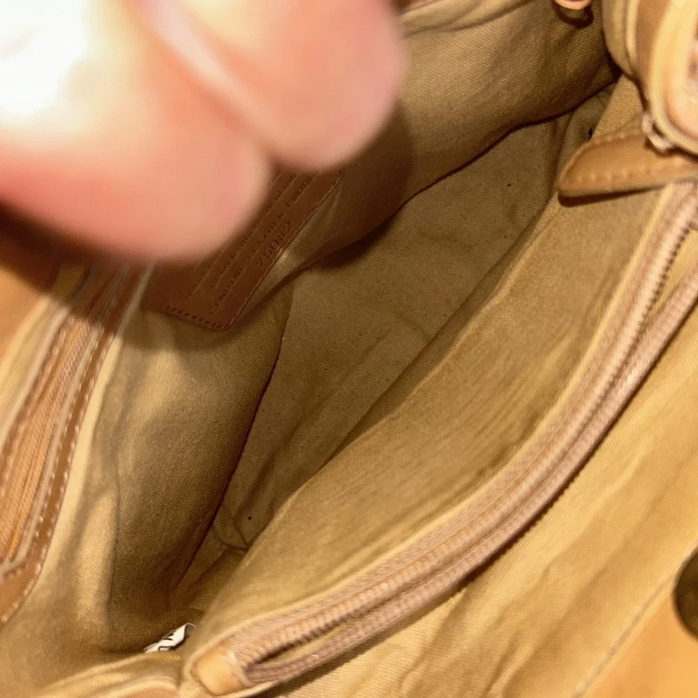 Vtg Fossil 75082 Leather Woven Crossbody Satchel Bag Caramel 1954 Collection